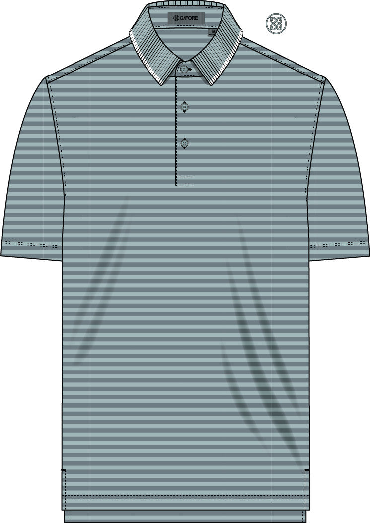Perforated Stripe Jersey Polo - Light Sage