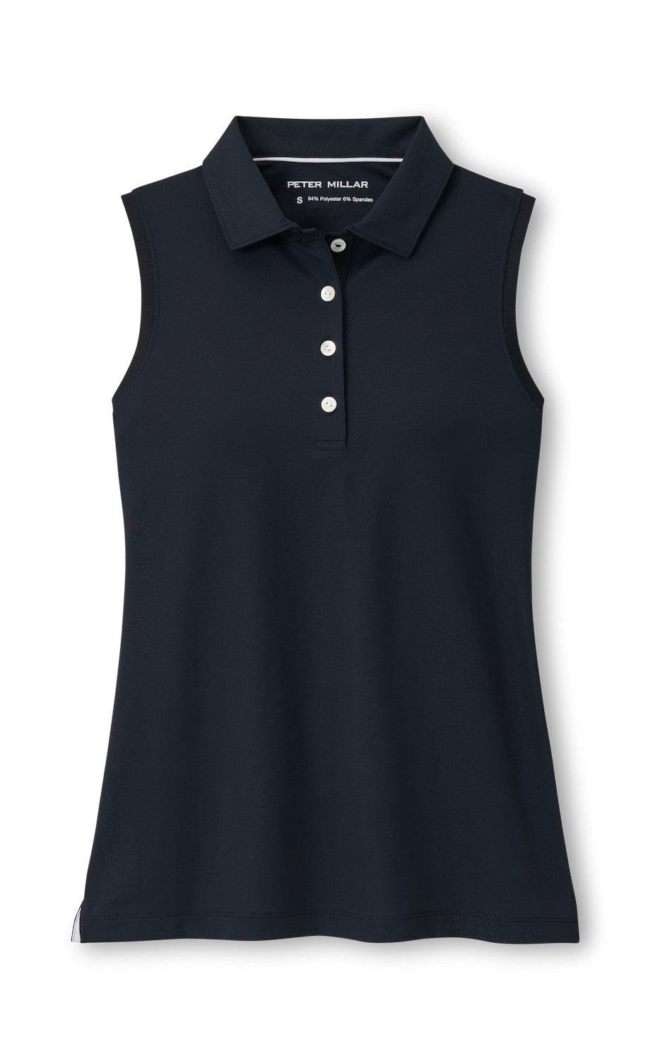 Banded Sport Mesh Sleeveless Button Polo - Black
