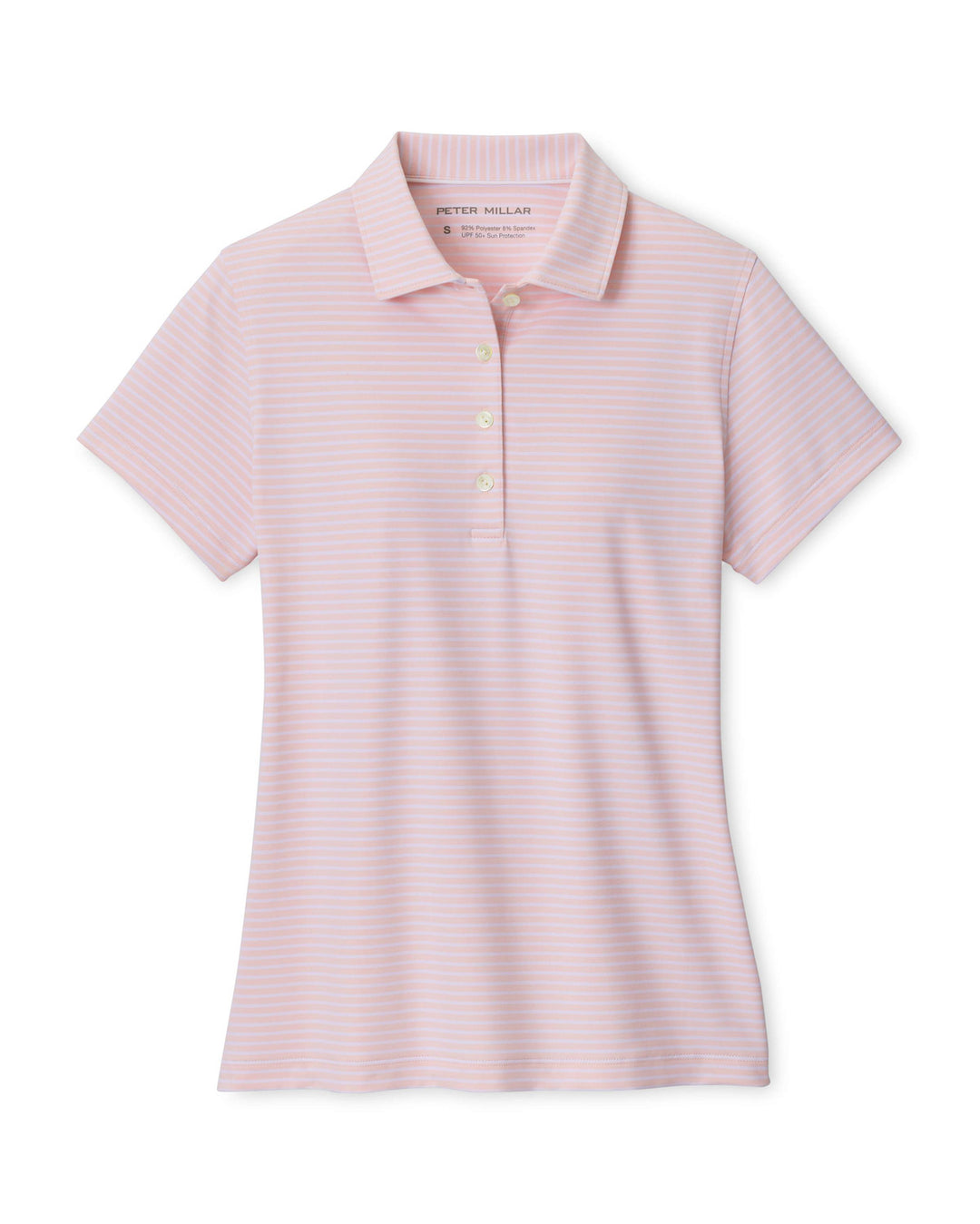 Harbour Stripe Short Sleeve Jersey Polo - Pearl Pink