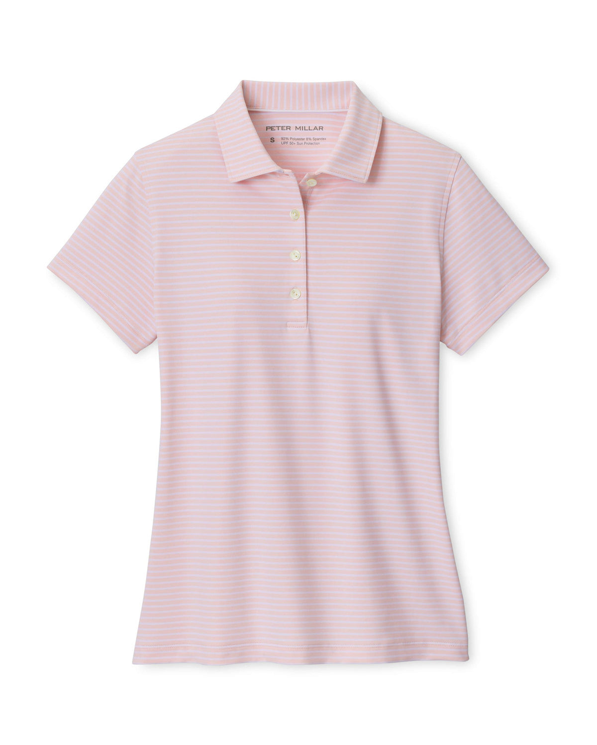 Harbour Stripe Short Sleeve Jersey Polo - Pearl Pink