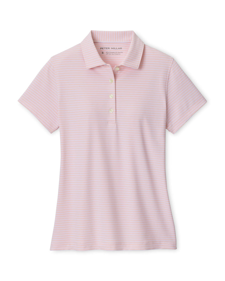 Harbour Stripe Short Sleeve Jersey Polo - Pearl Pink