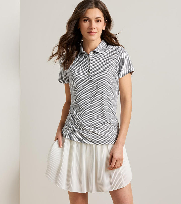 Courtside Charm Short Sleeve Jersey Polo - Black