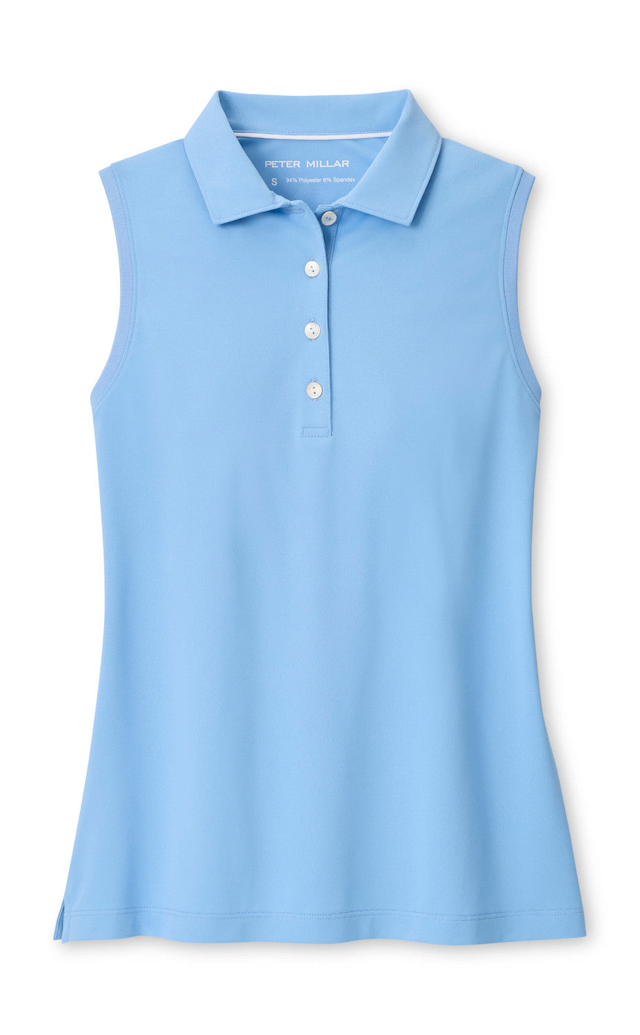 Banded Sport Mesh Sleeveless Button Polo - Cottage Blue