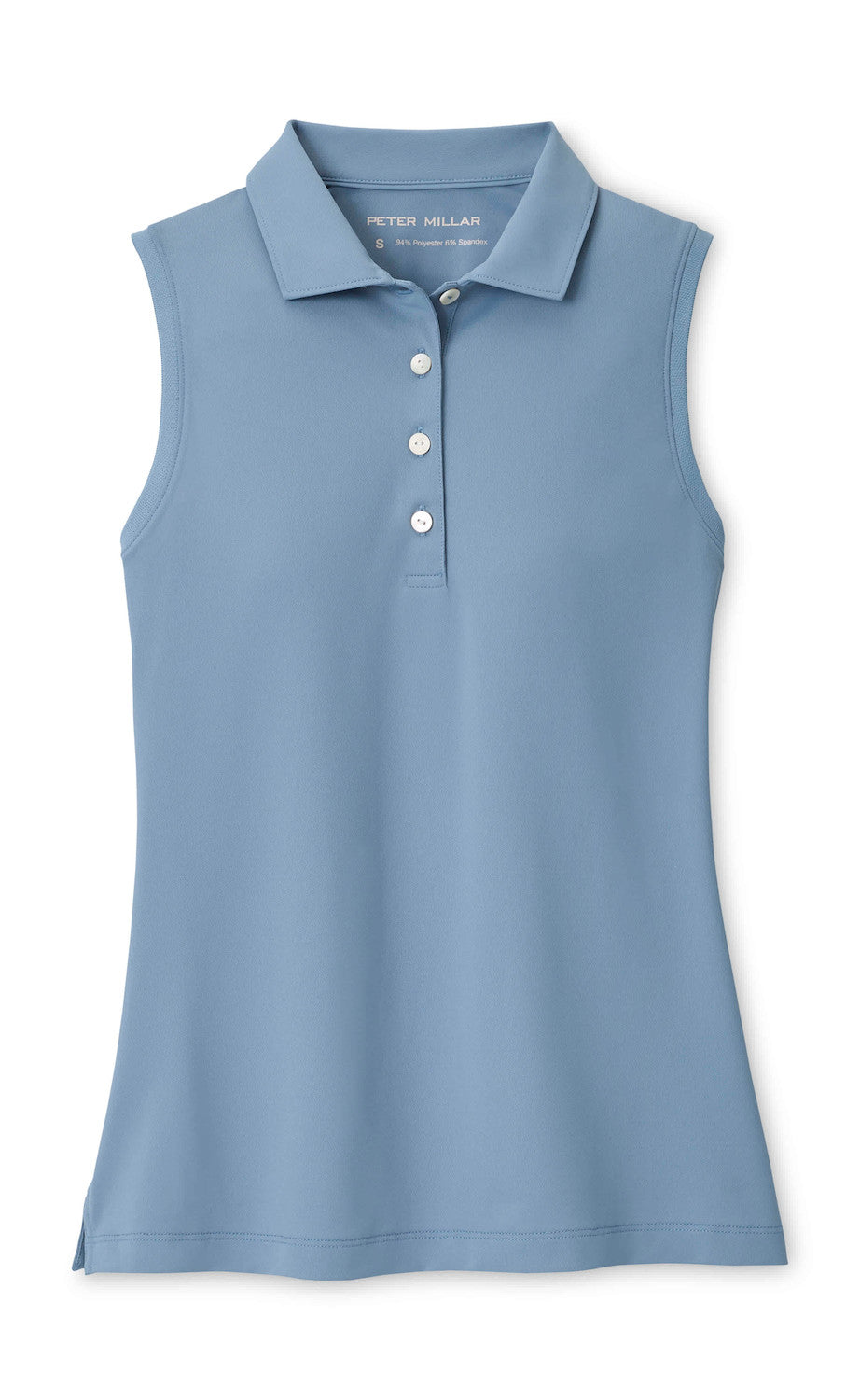 Banded Sport Mesh Sleeveless Button Polo - Rainwater