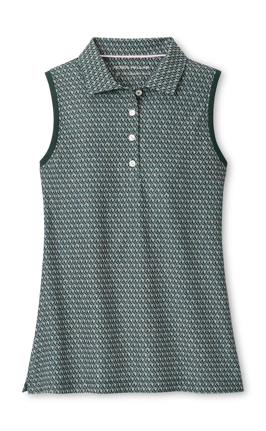 Fresh Cut Banded Sport Mesh Sleeveless Button Polo - Pine Brook