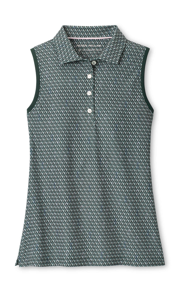 Fresh Cut Banded Sport Mesh Sleeveless Button Polo - Pine Brook