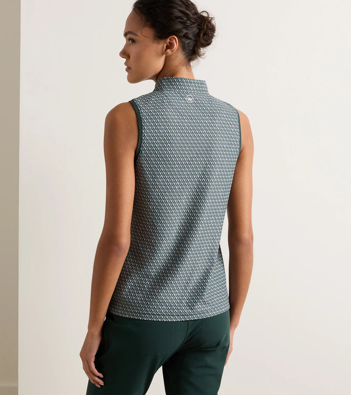 Fresh Cut Banded Sport Mesh Sleeveless Button Polo - Pine Brook