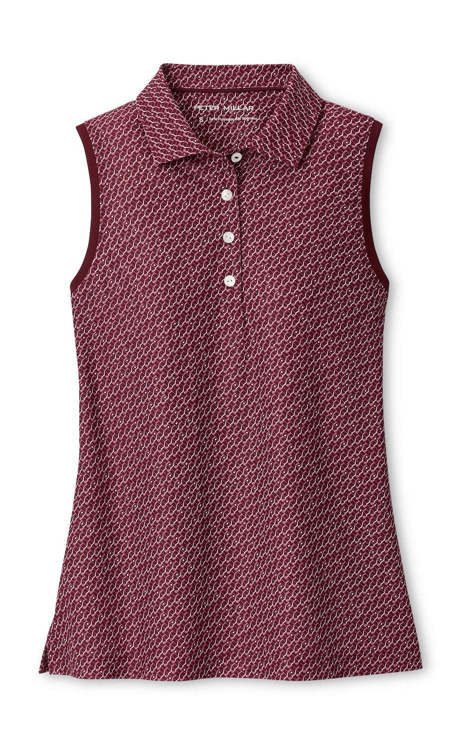 House Of Clubs Banded Sport Mesh Sleeveless Button Polo - Ox Blood