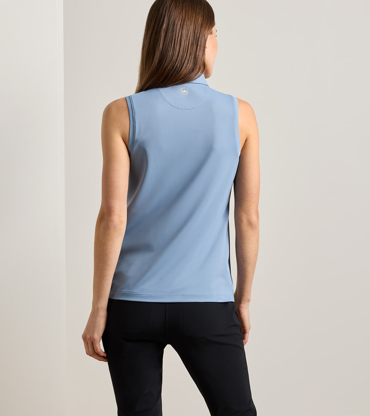 Banded Sport Mesh Sleeveless Button Polo - Rainwater