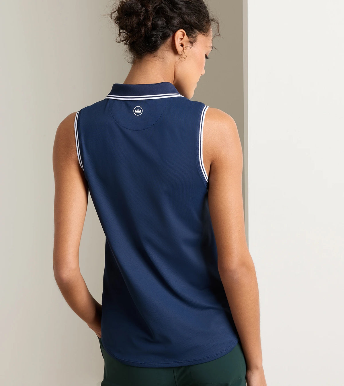 Canterbury Tipped Sport Mesh Sleeveless Polo - Navy / White