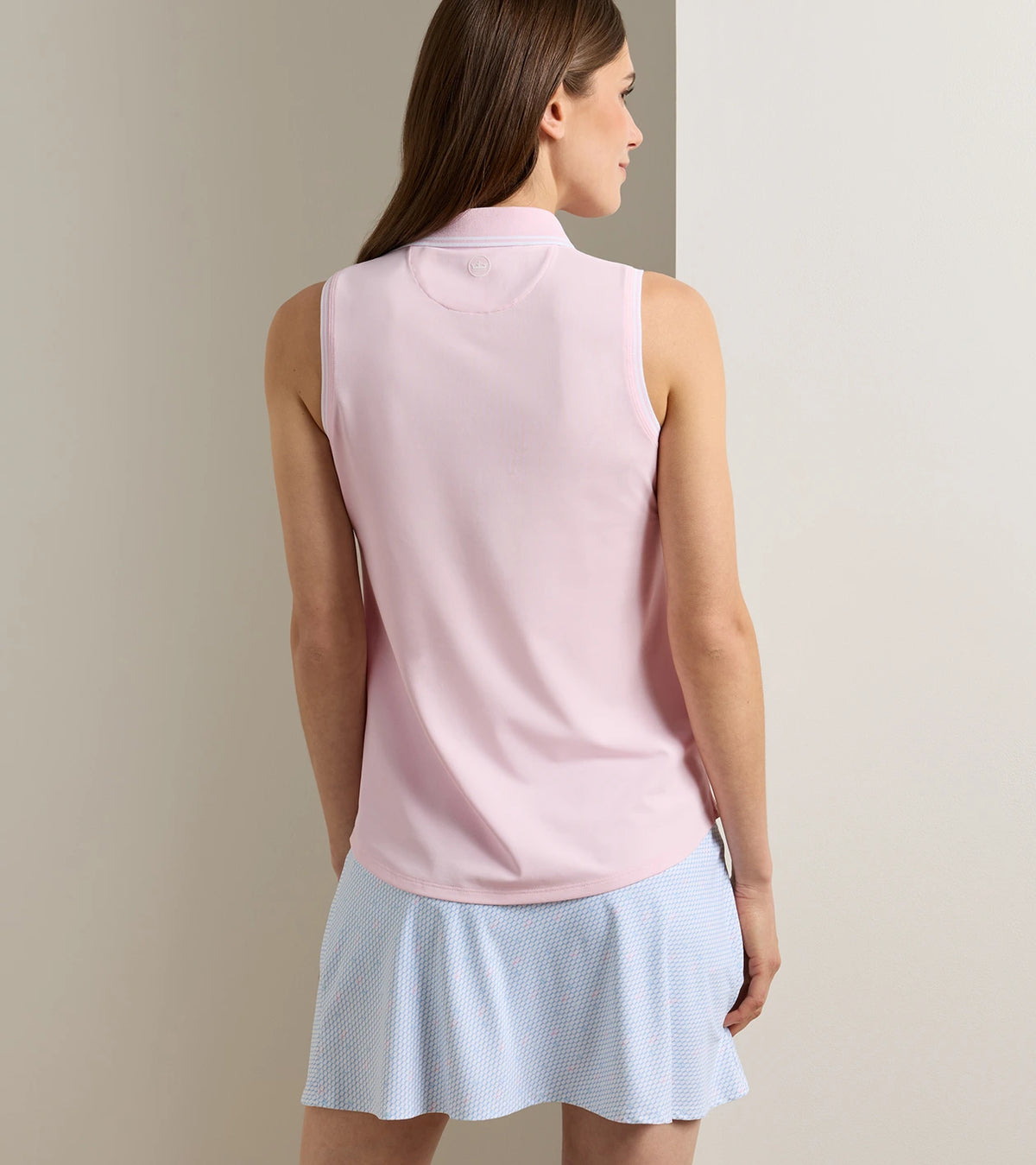 Canterbury Tipped Sport Mesh Sleeveless Polo - Pearl Pink / White