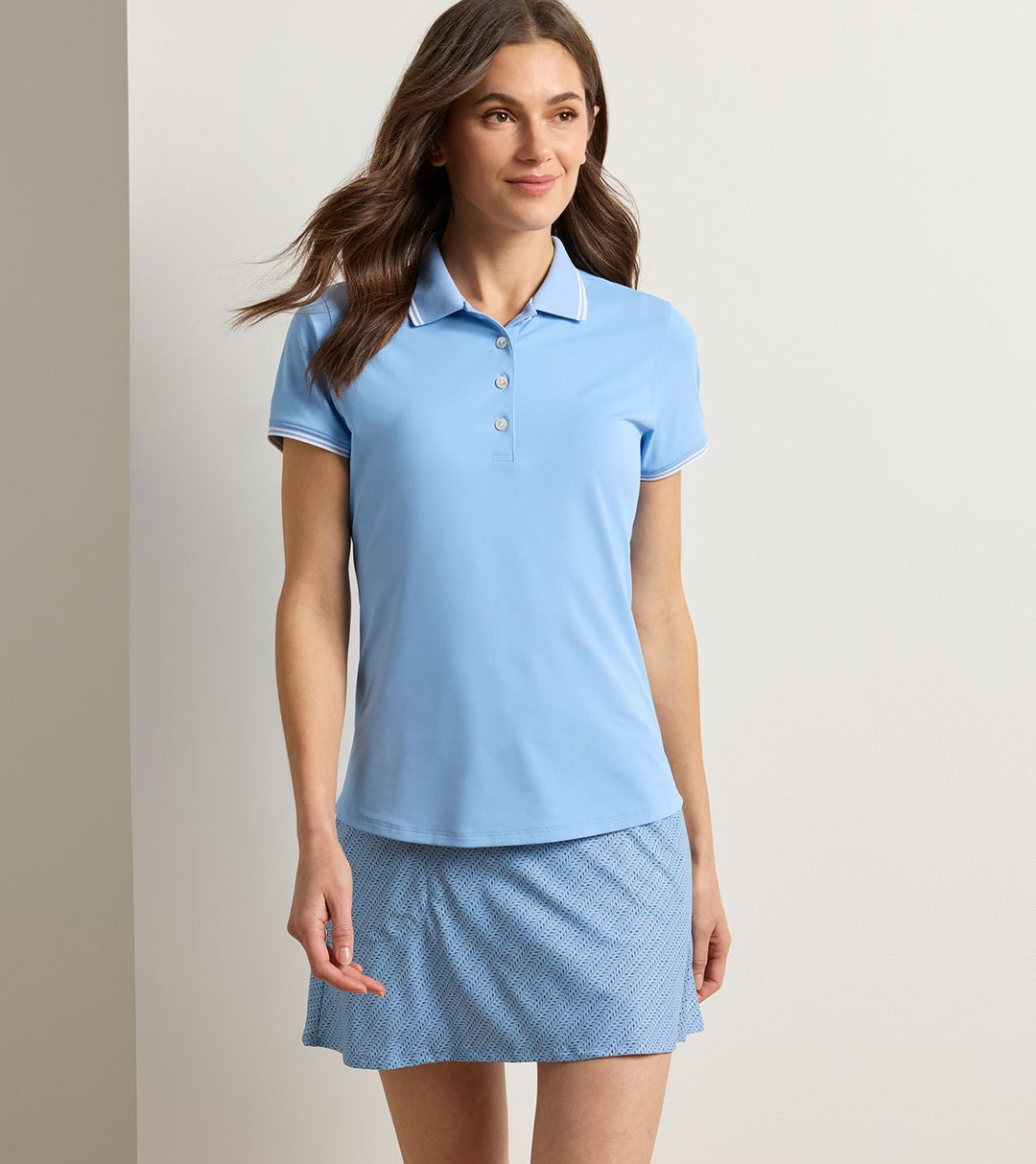 Canterbury Tipped Sport Mesh Short Sleeve Polo - Cottage Blue / White