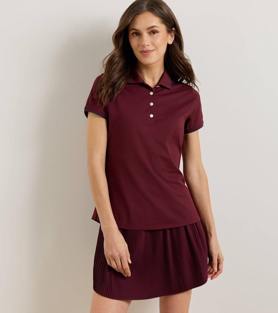 Canterbury Tipped Sport Mesh Short Sleeve Polo - Oxblood / Navy