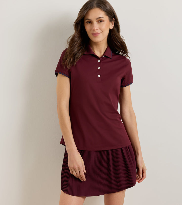 Canterbury Tipped Sport Mesh Short Sleeve Polo - Oxblood / Navy