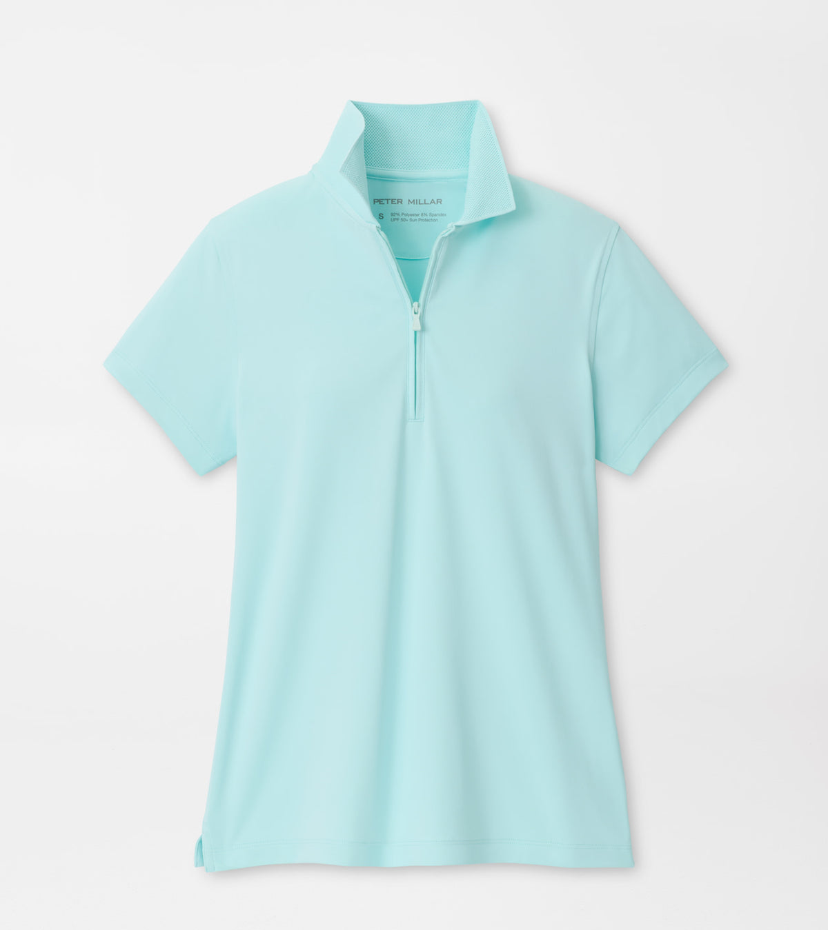 Keswick Zip Neck Short Sleeve Polo - Ocean Air