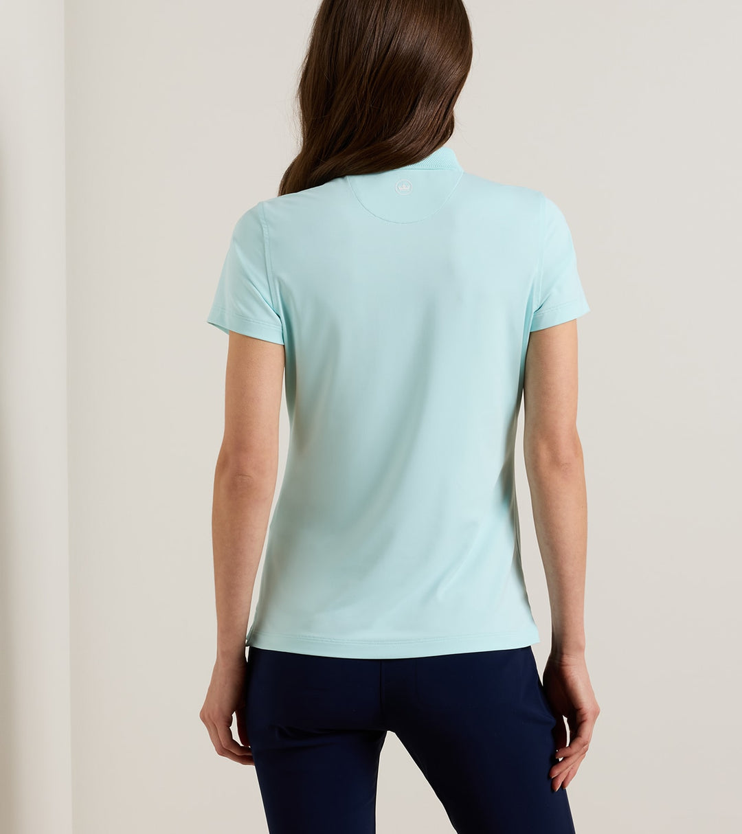 Keswick Zip Neck Short Sleeve Polo - Ocean Air