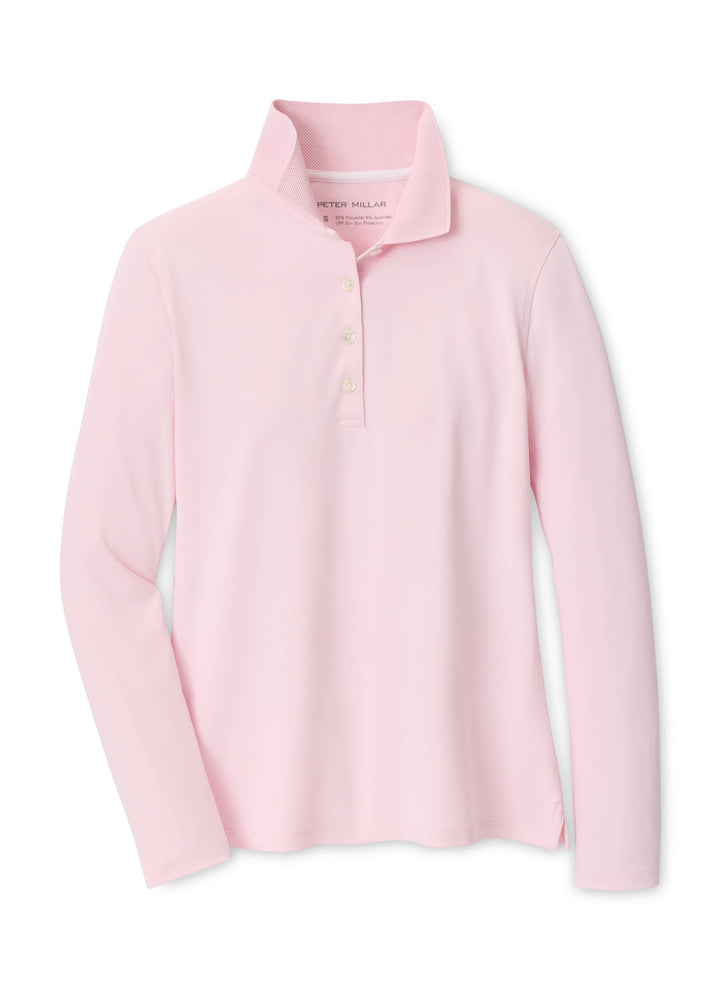 Keswick Long Sleeve Button Polo - Pearl Pink