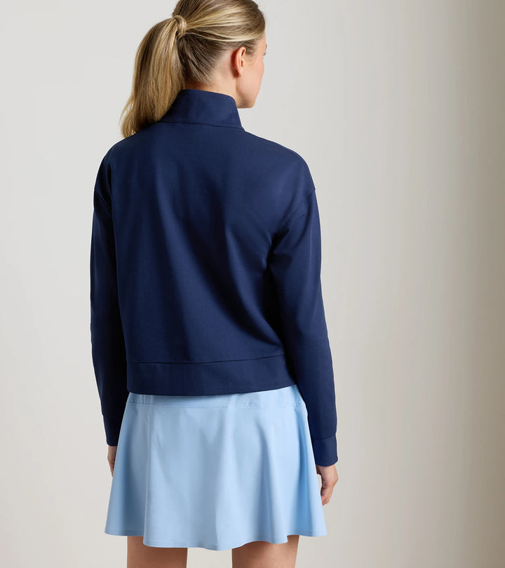 Coolspun Lite Cotton Quarter-Zip Pullover - Navy / Soft White