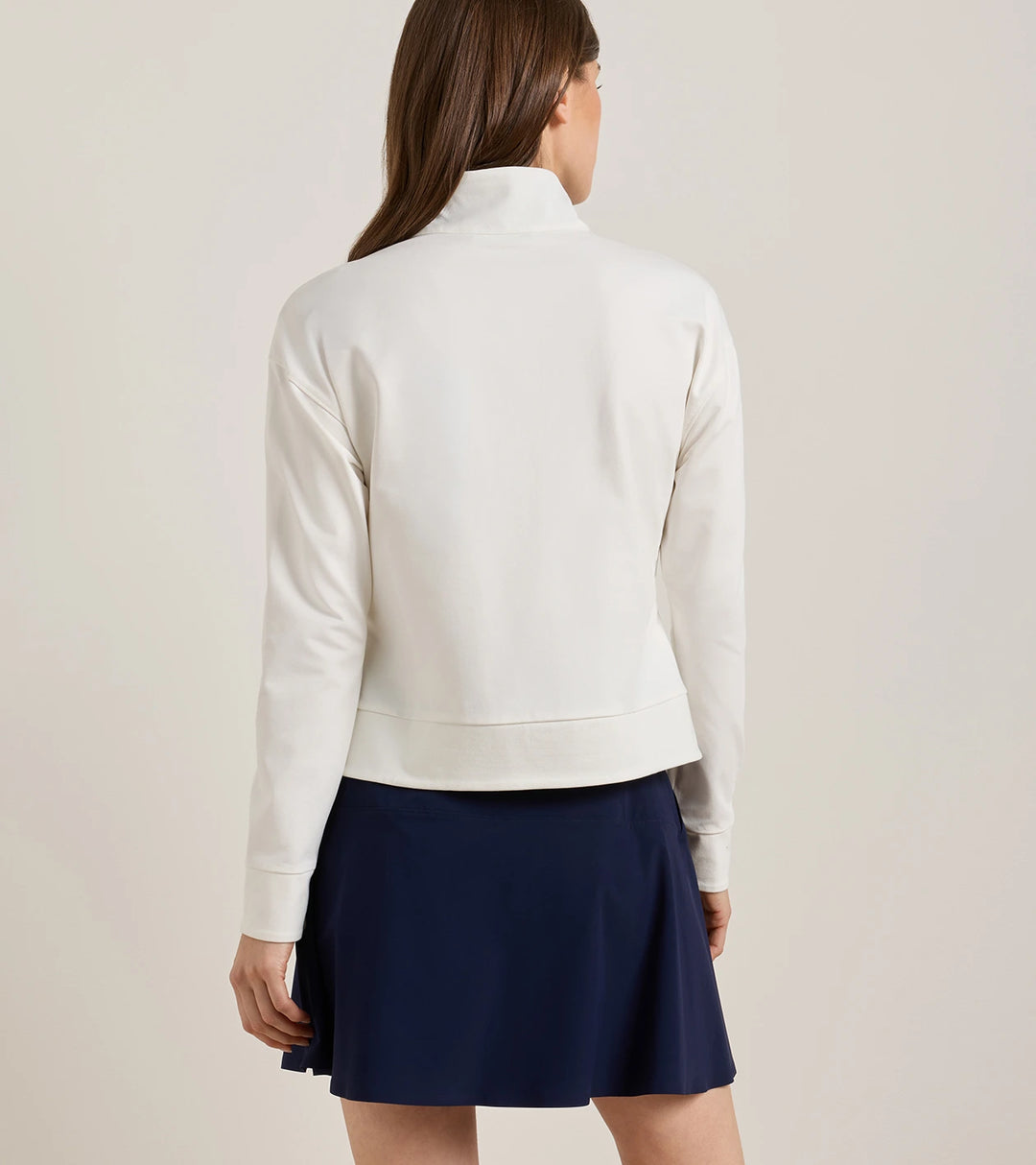 Coolspun Lite Cotton Quarter-Zip Pullover - Soft White / Navy