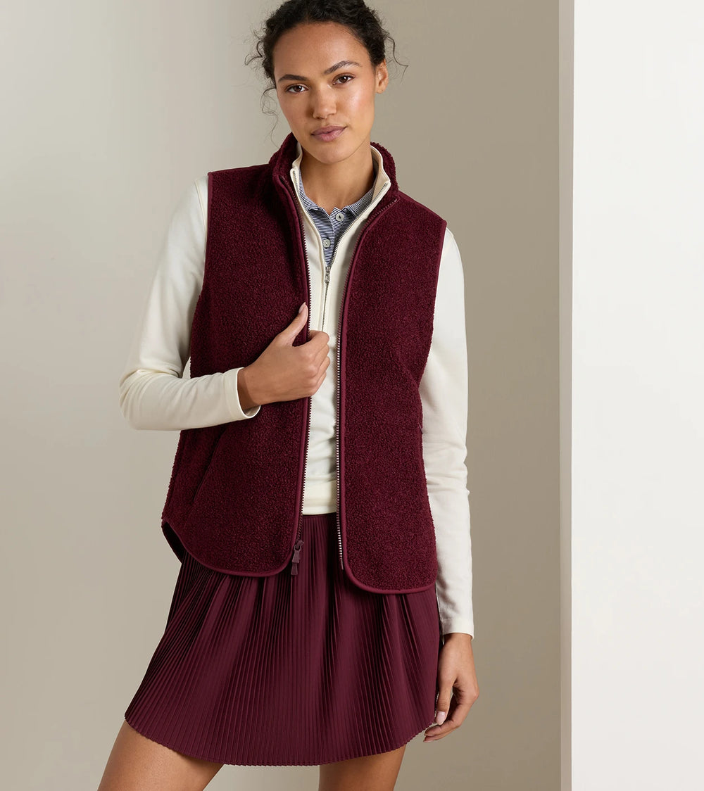 Tilly Bonded Sherpa Vest - Ox Blood