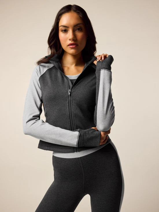 Rhinebeck Color Block Full Zip - Dark Grey Heather