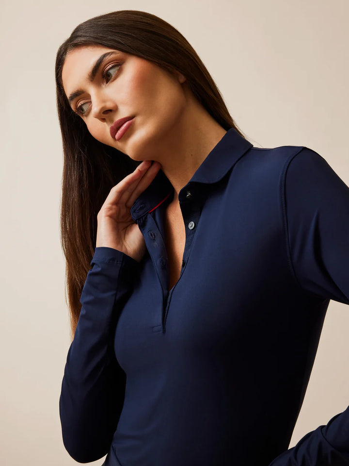 Scarlett Long Sleeve Polo - Maltese Blue