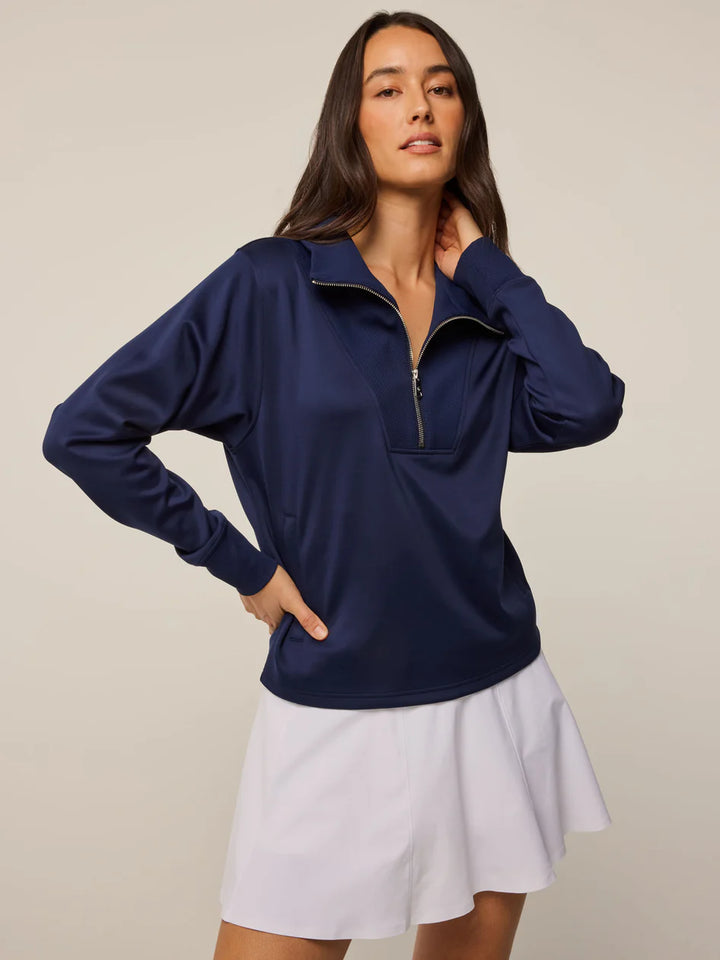 Wren Quarter Zip - Maltese Blue