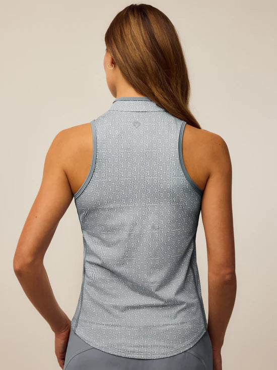 Pathfinder Sleeveless Vesta Mock Neck Top - Bluestone