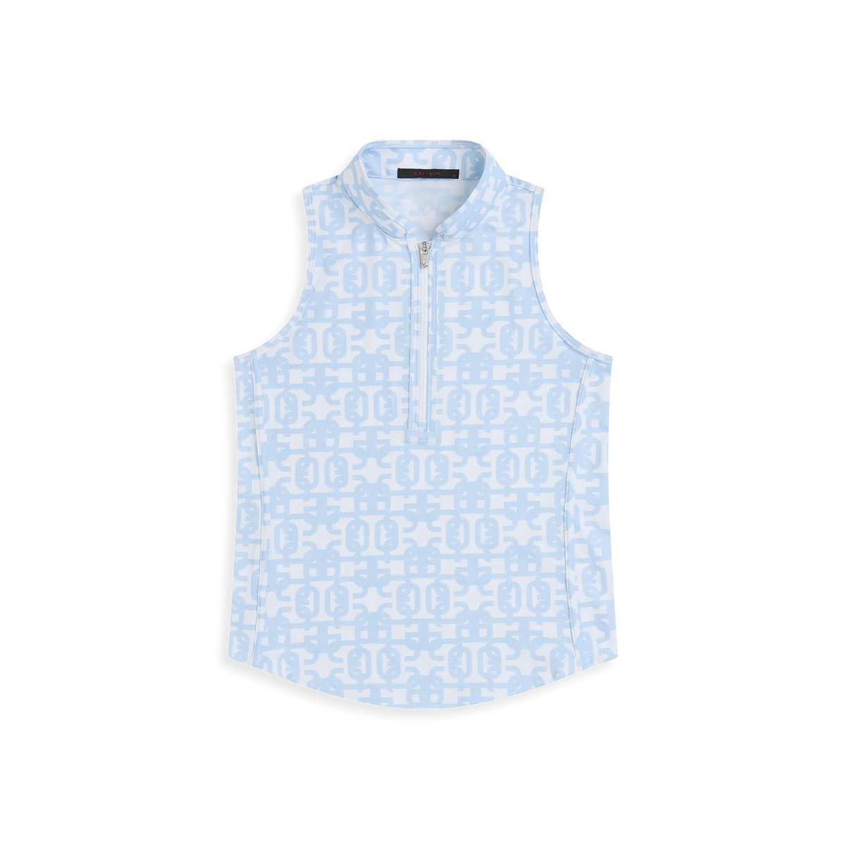 Alpha Glyph Sleeveless Vesta Mock Neck Top - Wolf Blue