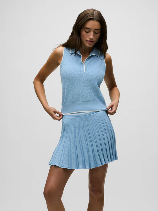 Pointelle Sleeveless Polo - Wolf Blue