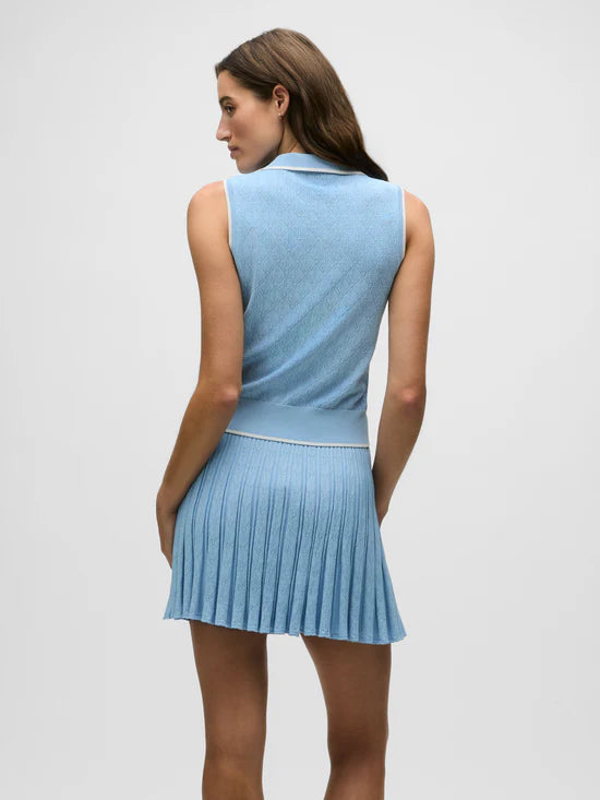 Pointelle Sleeveless Polo - Wolf Blue