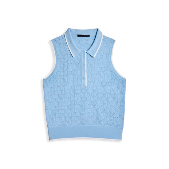 Pointelle Sleeveless Polo - Wolf Blue