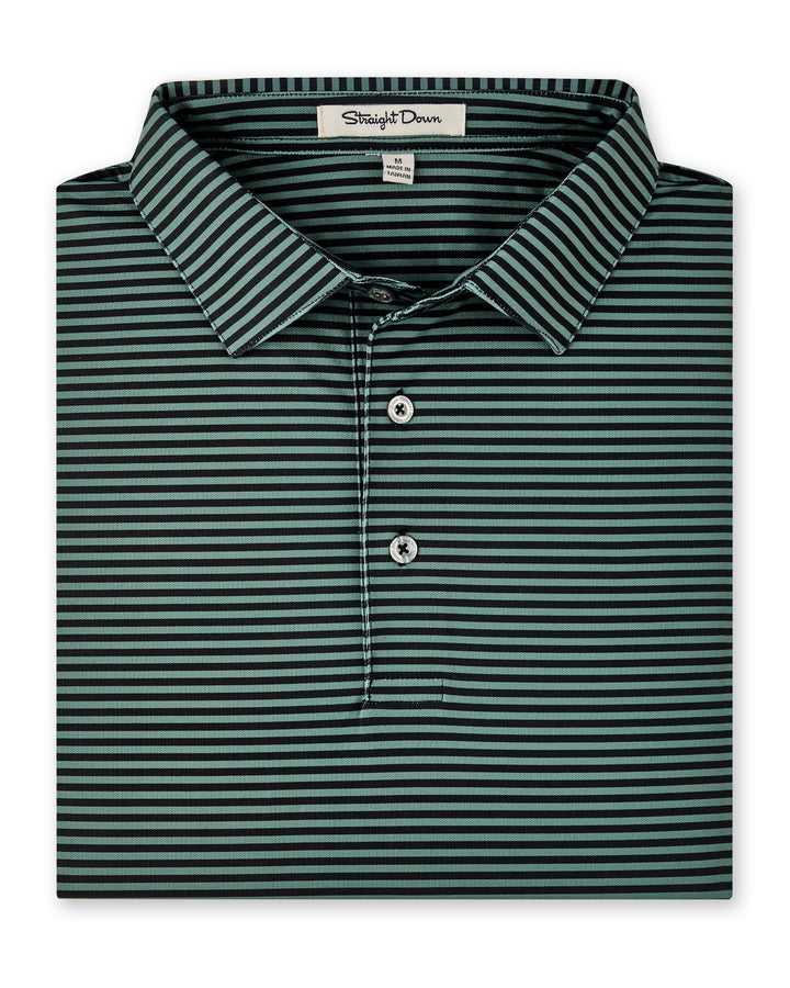Del Mar Stripe Polo - Dark Forest