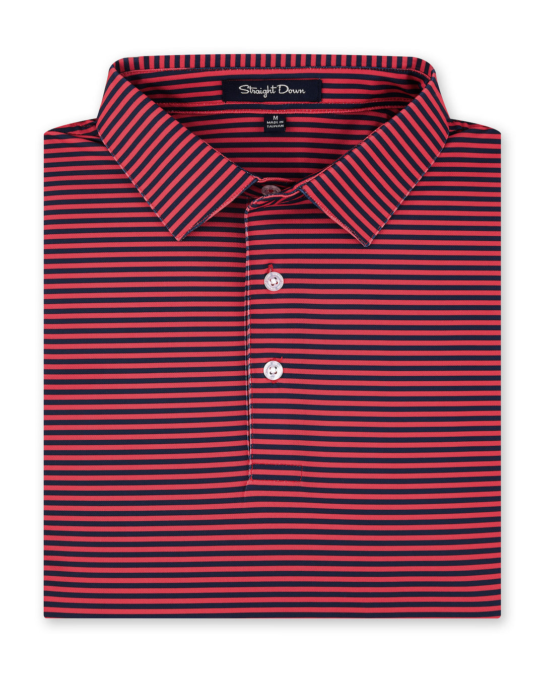 Del Mar Stripe Polo - New Indigo / Flag Red
