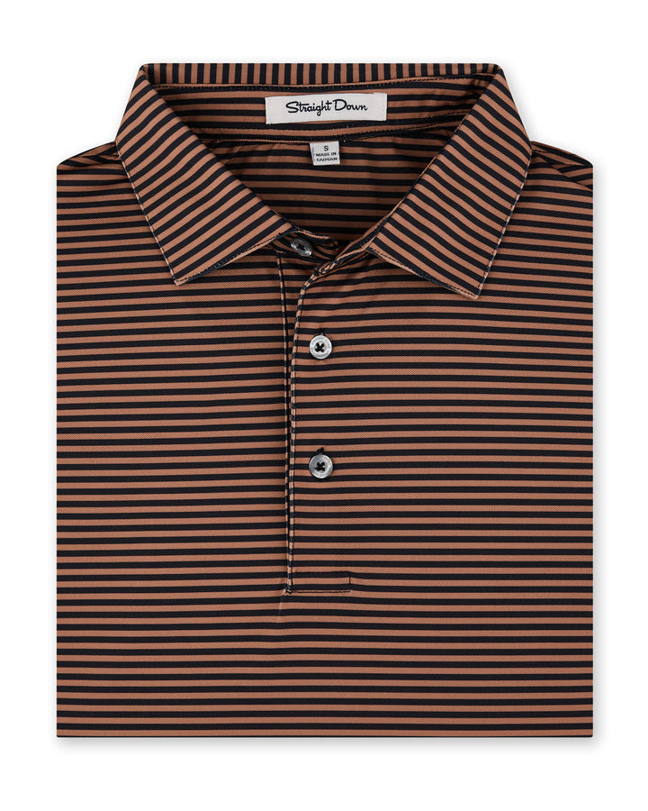 Del Mar Stripe Polo - Tobacco