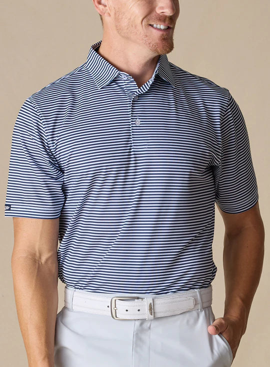 Del Mar Stripe Polo - New Indigo