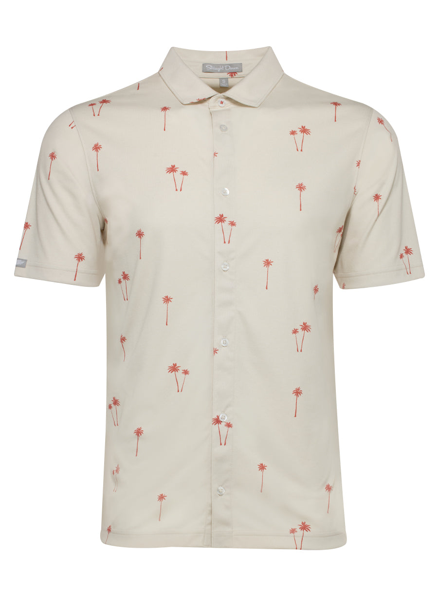 Lonely Palms Full Button Polo - Stone