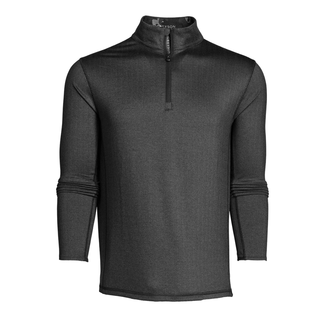 Herringbone Tate Quarter Zip - Black Herringbone