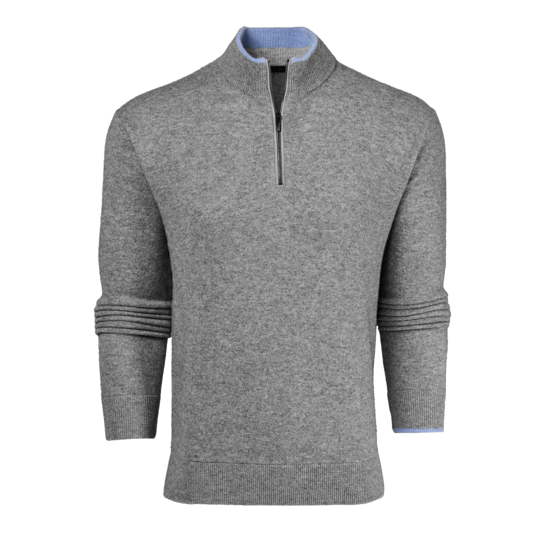 Sebonack 1/4 Zip Sweater - Light Grey Heather