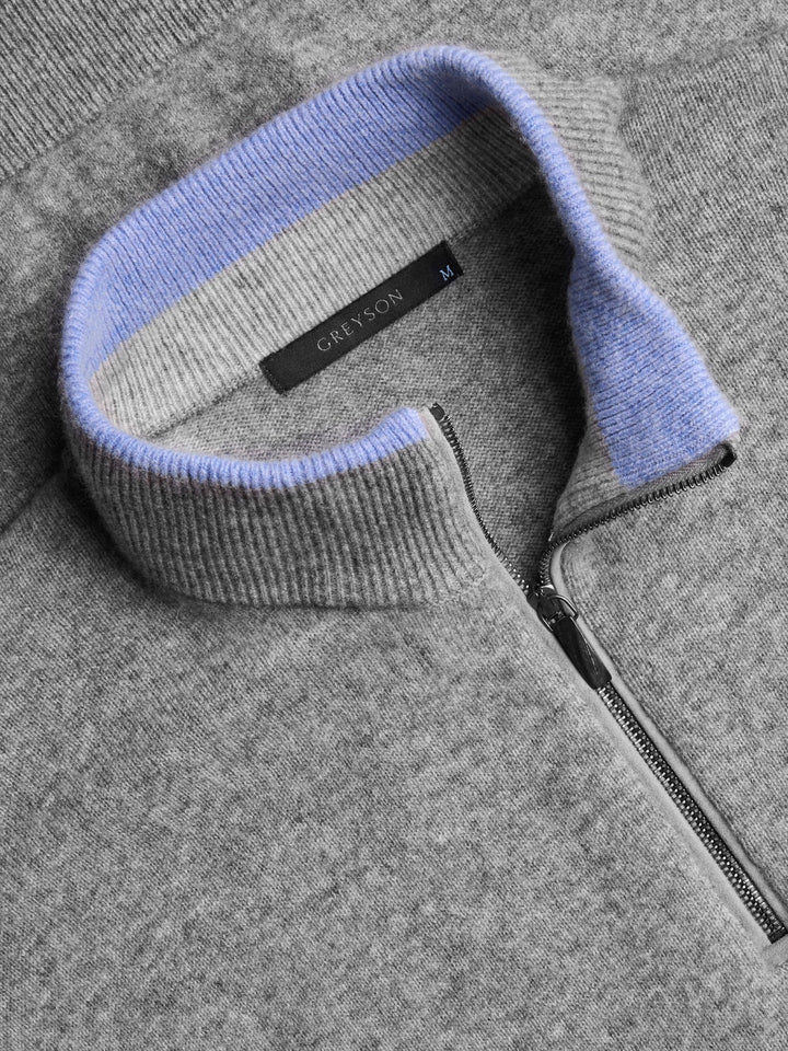 Sebonack 1/4 Zip Sweater - Light Grey Heather