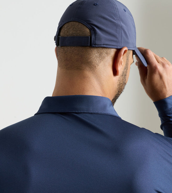 Solid Long-Sleeve Performance Jersey Polo - Navy