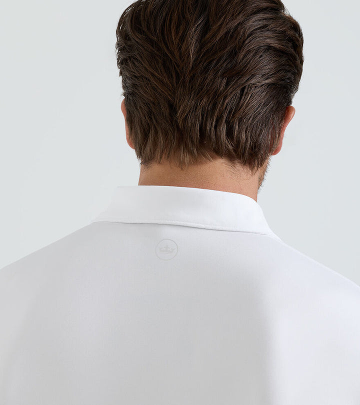 Solid Long-Sleeve Performance Jersey Polo - White