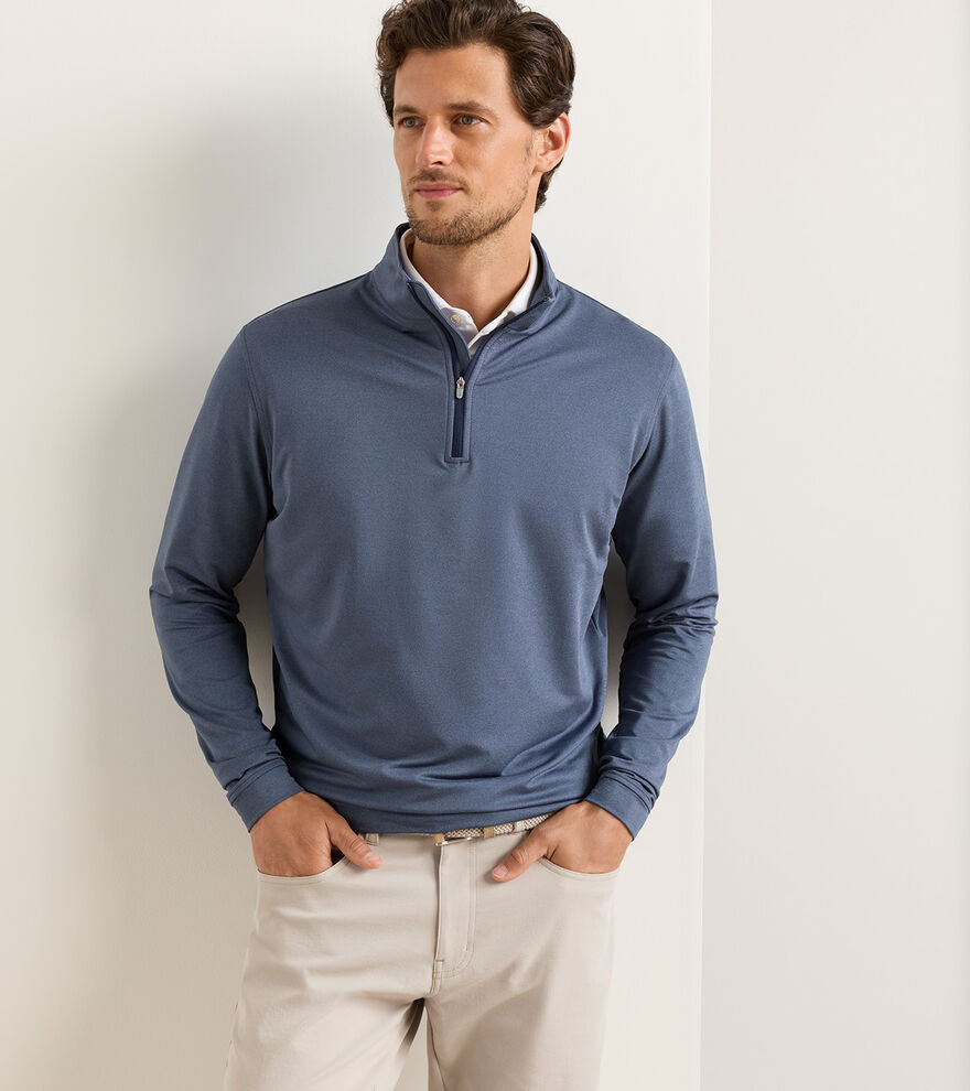 Perth Melange Performance Quarter-Zip - Navy