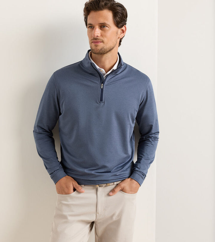 Perth Melange Performance Quarter-Zip - Navy