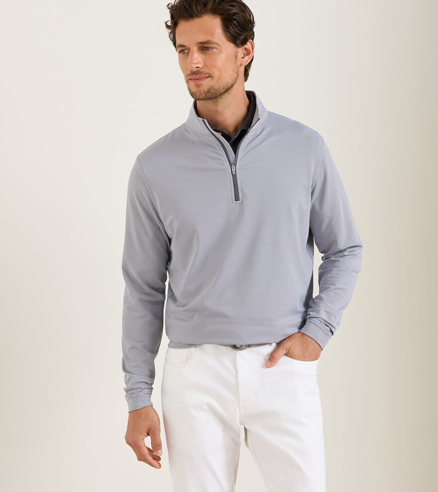Perth Sugar Stripe Performance Quarter-Zip - Iron/White