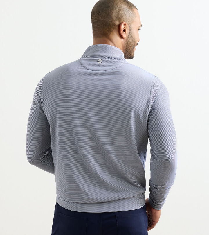 Perth Sugar Stripe Performance Quarter-Zip - Navy/White