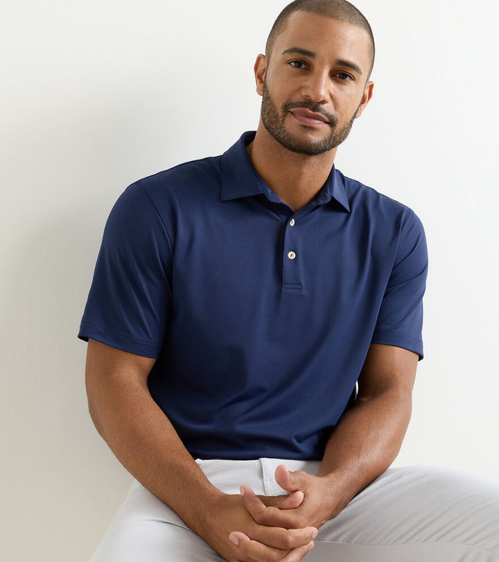 Solid Performance Mesh Polo - Navy