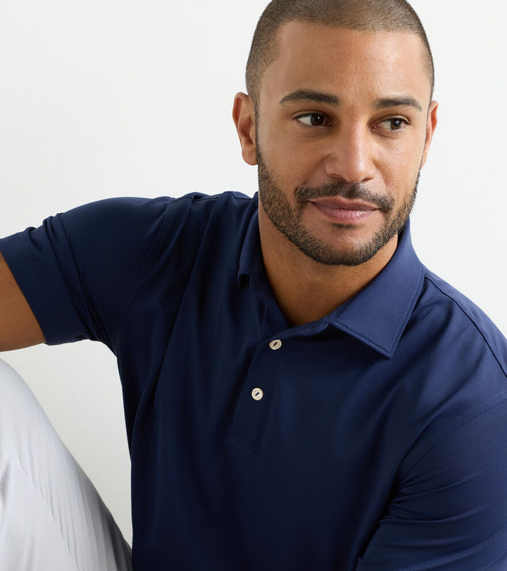 Solid Performance Mesh Polo - Navy