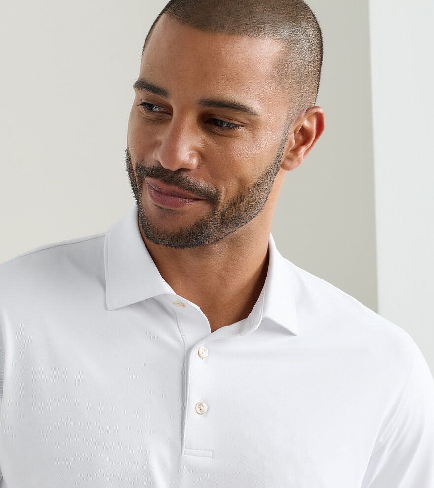 Solid Performance Mesh Polo - White
