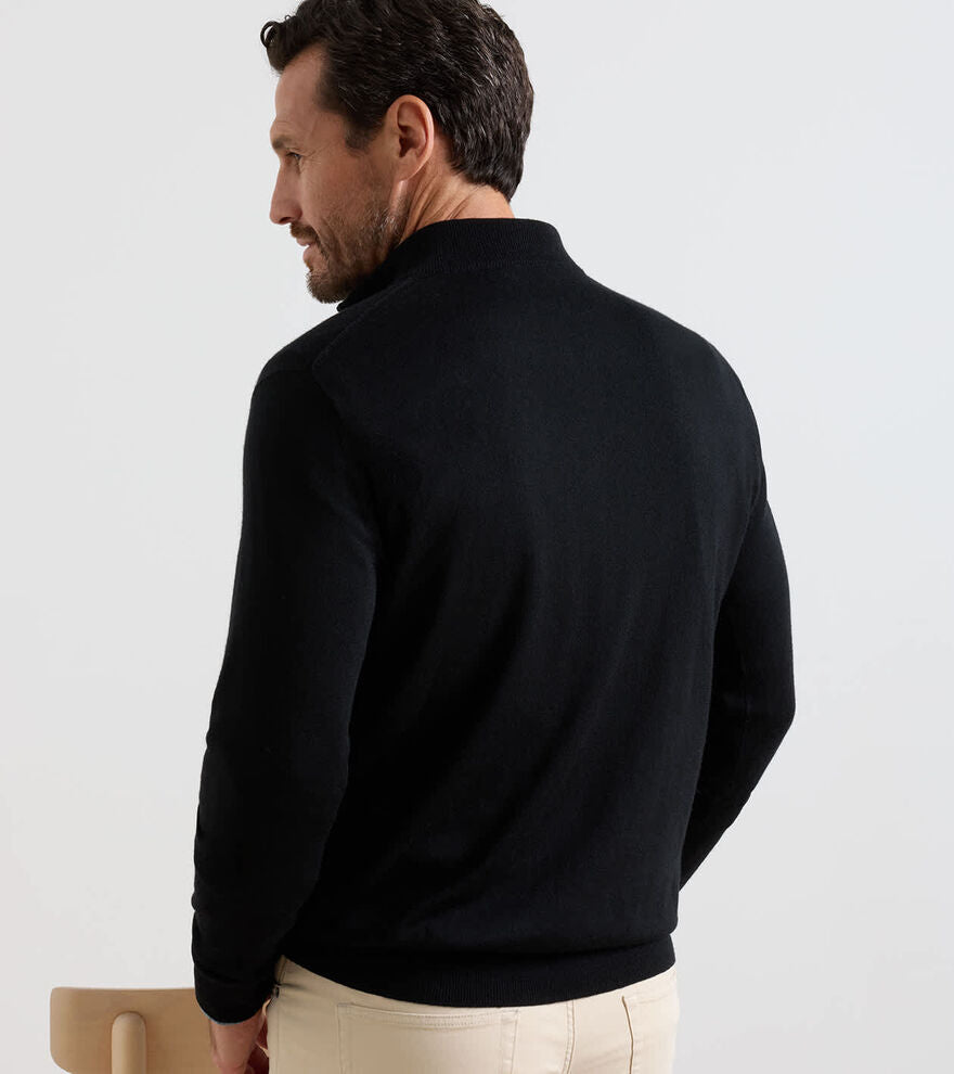 Autumn Crest Suede Trim Quarter-Zip - Black